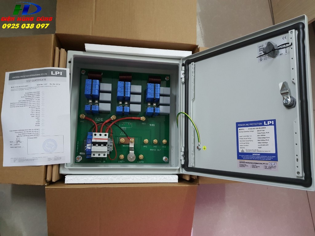 Tủ cắt lọc sét 3 pha 32A LPI SF332-480-100+50-AIMCB