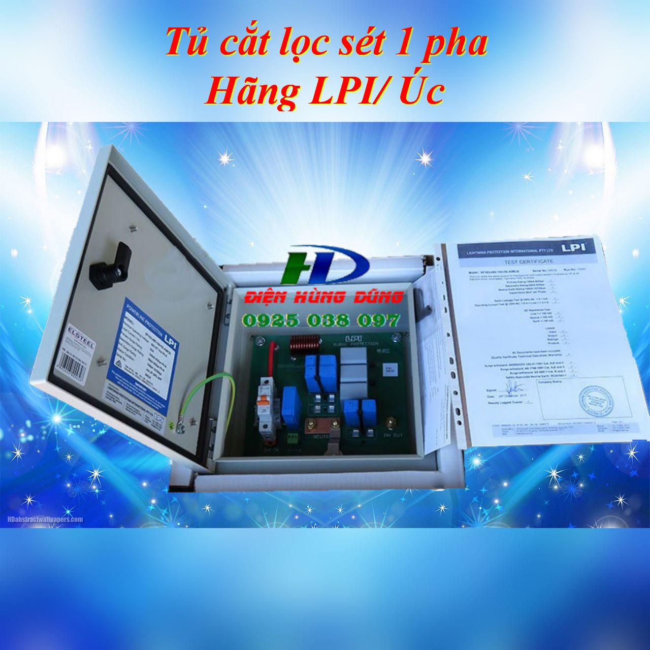 Tủ cắt lọc sét 1 pha 32A LPI SF132-385-100+50-AIMCB