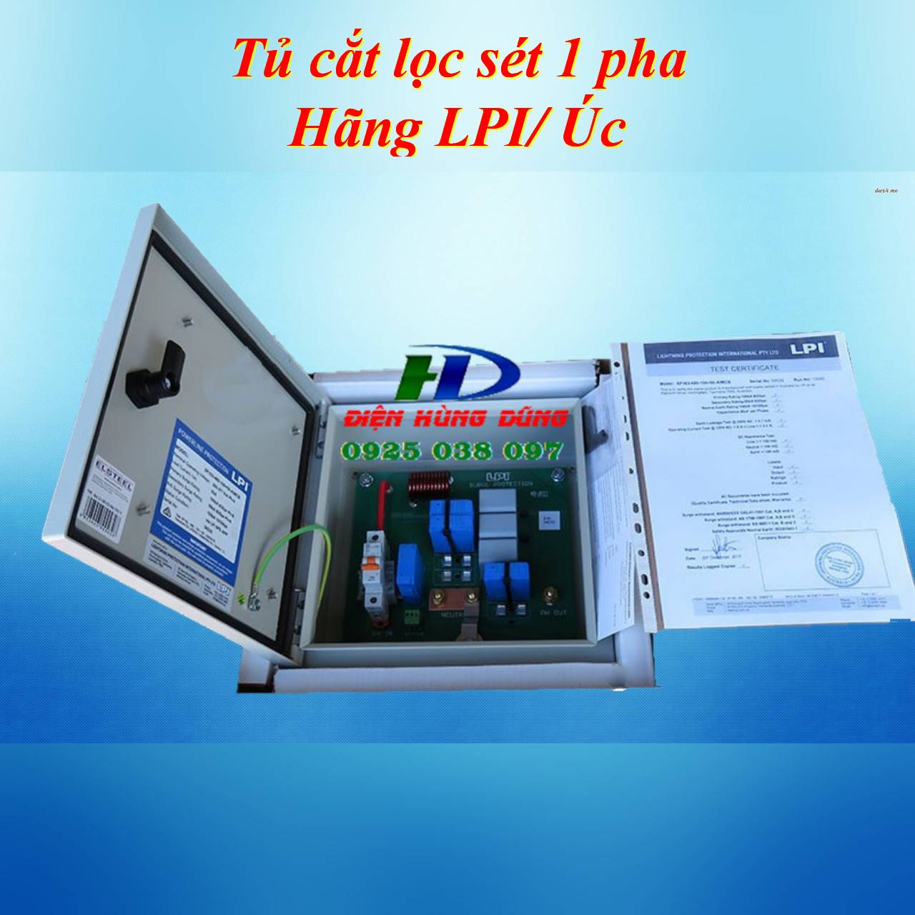 Tủ cắt lọc sét 1 pha 32A LPI SF132-385-100+50-AIMCB