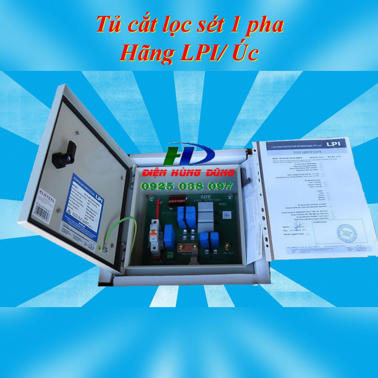 Tủ cắt lọc sét 1 pha 32A LPI SF132-480-100+50-AIMCB