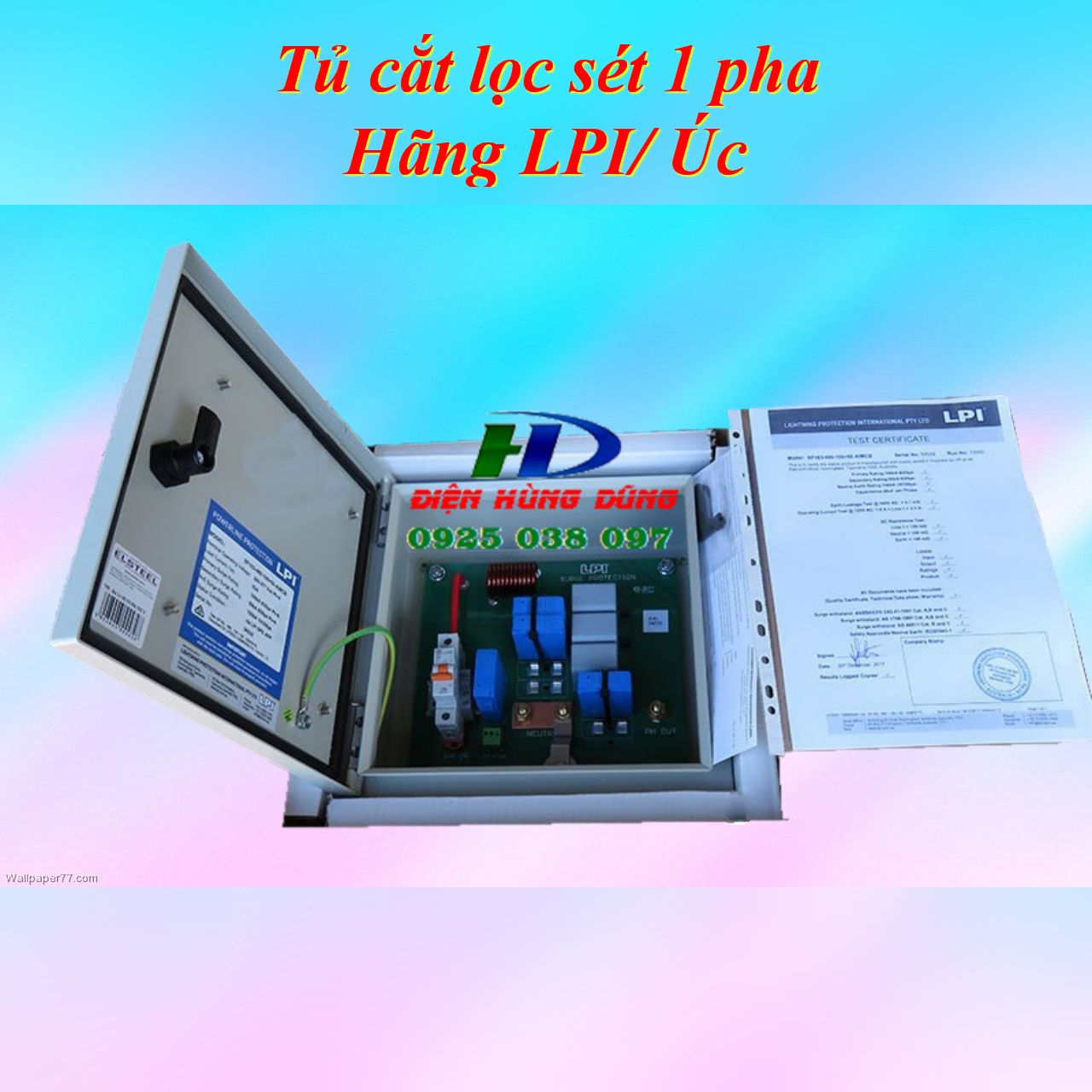 Tủ cắt lọc sét 1 pha 63A LPI SF163-385-150+50-AIMCB