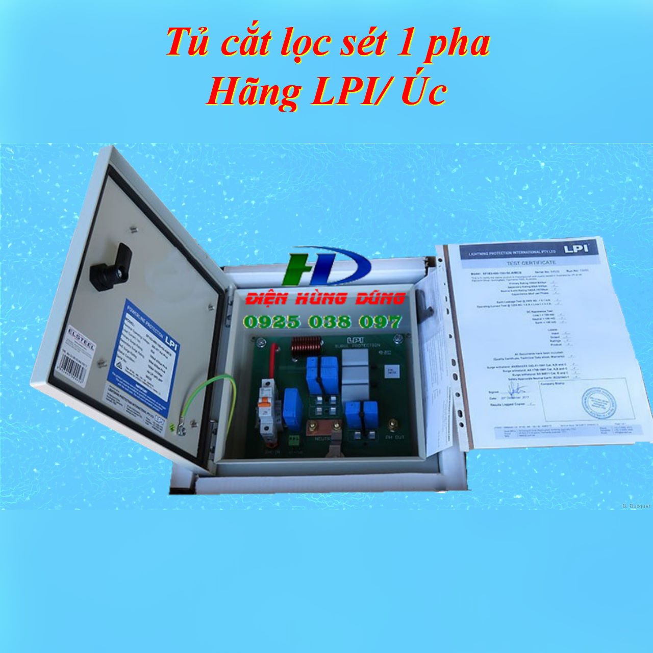 Tủ cắt lọc sét 1 pha 32A LPI SF132-385-100+50-AIMCB