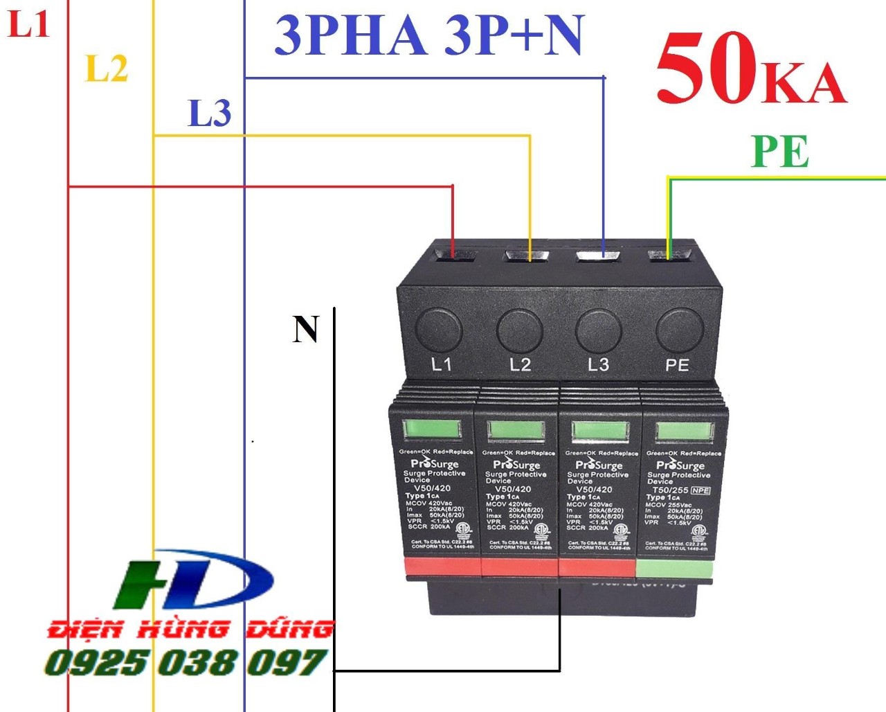 Cách lắp thiết bị chống sét lan truyền 3 pha